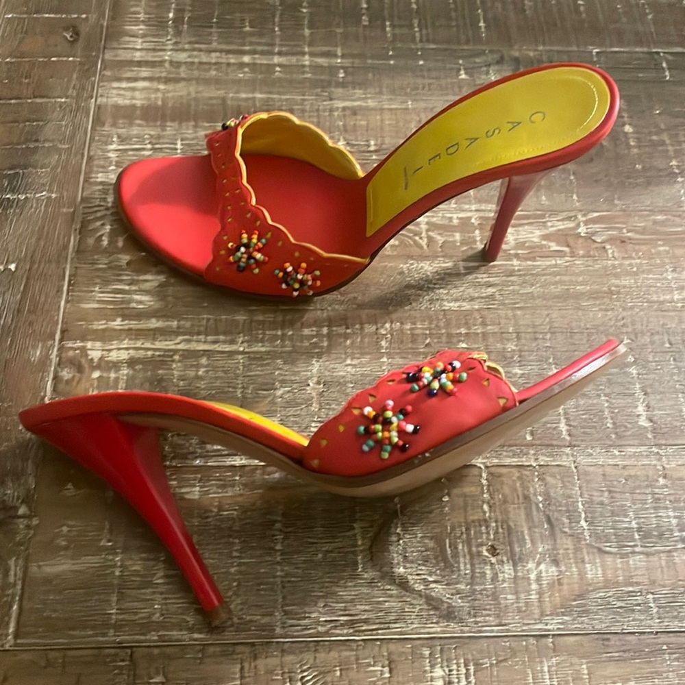 Fun and sexy CASADEI open toe slides 10B